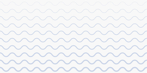 Vector seamless pattern with horizontal waves, wavy lines, stripes. Blue and white background with halftone transition effect. Simple minimal texture. Subtle repeat geo design for print, decor, cover - 784741225