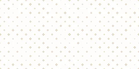 Fototapeten Golden vector seamless pattern with small diamonds, stars, tiny sparkles. Abstract gold and white geometric texture. Simple minimal wide repeat background. Luxury design for decor, wallpaper, print © Olgastocker