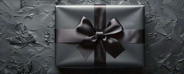 Elegant Gift Box With Large Bow - obrazy, fototapety, plakaty