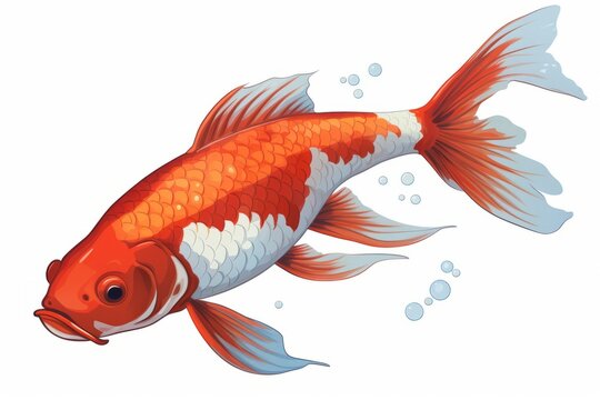 Drawing of a white and orange koi fish
