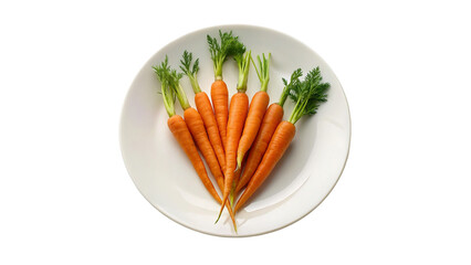 Carrots on white plate isolated on transparent background