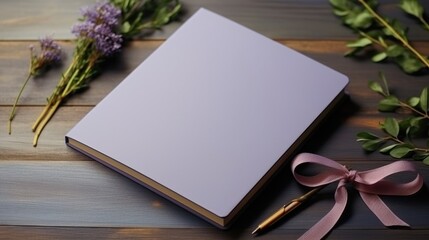 Fototapeta premium A clean notebook for writing on the table, concepts of education, workplace, creativity. A place for text or advertising.