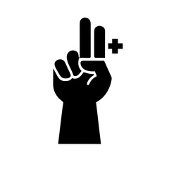 Strong Fist Raised Up With Female Gender symbol icon vector graphics element silhouette sing illustration on a Transparent Background
