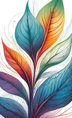 Abstract background of flowers and leaves of rainbow colors, background for smartphone,