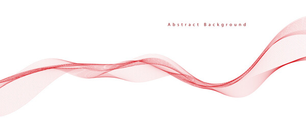 Vector abstract red background with dynamic red waves, lines and particles.	
