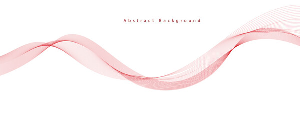 Vector abstract red background with dynamic red waves, lines and particles.	
