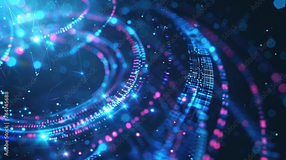 Poster abstract futuristic digital technology background with blue color, cyber security data protection co