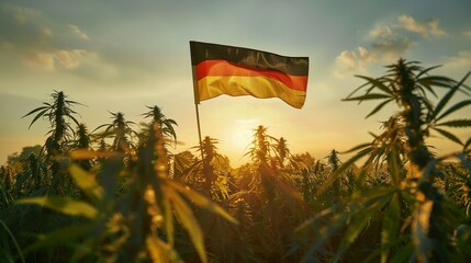 Germany waving flag, cannabis legalization in Germany  made with Ai generative technology