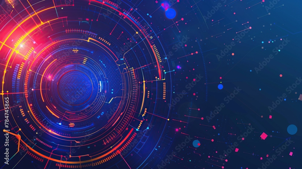 Poster Cyber security data protection concept. Abstract futuristic digital technology background with blue color.