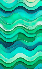 Abstract movement of green background, abstract waves of green tones representing the dynamic process of building routes at turning points.