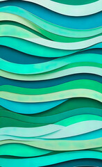Fototapeta premium Abstract movement of green background, abstract waves of green tones representing the dynamic process of building routes at turning points.