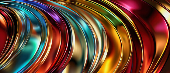 illustration of a metallic shiny curvy colorful background