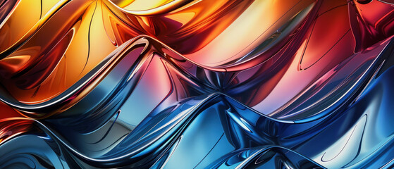 illustration of a metallic shiny curvy colorful background