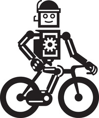 MechMotion Bicycle Vector Symbol CyberCycle Robot Riding Emblem