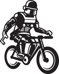 RoboCruiser Bicycle Riding Symbol GearGlide Robot on Bike Vector