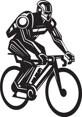 RoboSpin Robot Riding Emblem PedalPro Vector Logo Design
