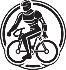 Naklejka premium MetalMotion Bicycle Vector Design RoboSpin Robot Riding Emblem