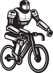 RoboCruiser Bicycle Riding Symbol GearGlide Robot on Bike Vector