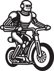 TechTrek Robot Biking Emblem AlloyCyclist Vector Logo Design