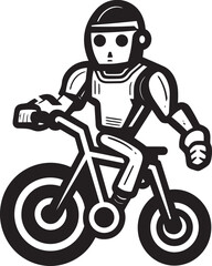 TechRider Bicycle Vector Icon AlloyPedal Robot on Bike Emblem