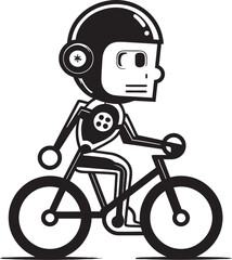 Alloy Athlete Robot Riding Design Circuit Cyclist Vector Bicycle Icon