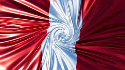 Vibrant Swirling Display of Perus Flag with Red and White Sections