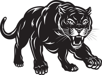Panther Pace Running Panther Symbol Fierce Feline Vector Emblematic Design