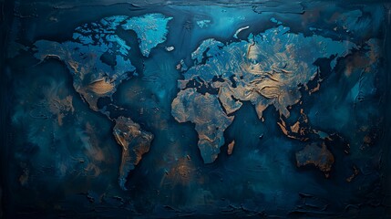a map of the world with lights on it - obrazy, fototapety, plakaty