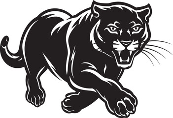 Agile Avenger Running Panther Emblem Roaring Runner Vector Iconic Symbol