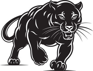 Sinuous Stride Running Panther Symbol Onyx Odyssey Vector Emblematic Icon