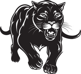 Sinuous Stride Running Panther Symbol Onyx Odyssey Vector Emblematic Icon