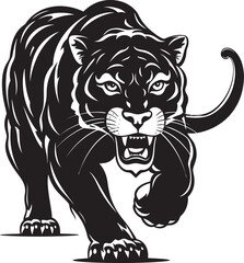 Panther Prowl Vector Logo Emblem Sinuous Stride Running Panther Symbol