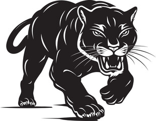 Agile Attacker Running Panther Symbol Panther Path Vector Emblematic Icon