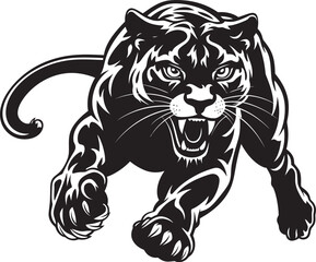 Agile Avenger Vector Iconic Symbol Roaring Runner Running Panther Icon