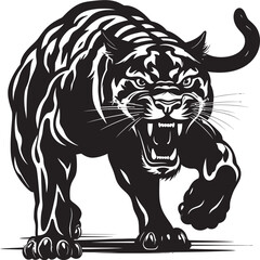 Sprinting Shadow Running Panther Emblem Fierce Feline Vector Iconic Symbol