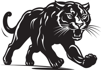 Agile Attacker Running Panther Symbol Panther Path Vector Emblematic Icon