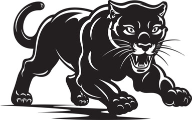 Prowling Panther Running Panther Emblem Agile Avenger Vector Iconic Symbol