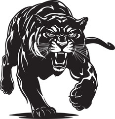 Agile Predator Running Panther Symbol Swift Stalker Vector Icon Design