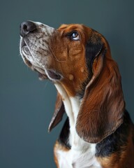 Playing Fetch Is So Yesterday. Funny Basset Hound On The Phone Instead - obrazy, fototapety, plakaty