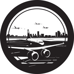 SkyportScape Airport Horizon Design GateView Vector Logo Symbol