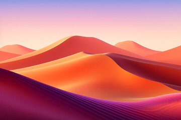 Abstract vivid colors landscape of desert mountains, dunes and sand. Colorful bright colors. Illustration-AI generqated image  