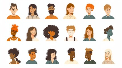a group of people with different hairs and different facial expressions - 784752899