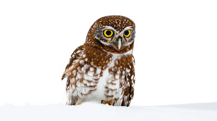 Fototapeta premium Northern Pygmy Owl standing on white background 
