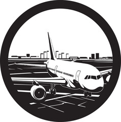 Cloudline Creation Airport Scenery Icon Skyport Spectacle Vector Logo Design