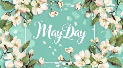 Elegant Floral Design with "MAY DAY" Text