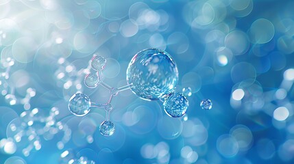 Abstract scientific background showing a molecule atom structure with air or water bubbles