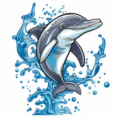 Dolphin jumping out of the water. Vector illustration for your design.