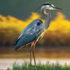 grey heron on sunset backgrouns - 784753886