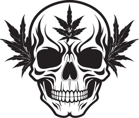 Cannaskull Vision Skull with Cannabis Leaves Mariabone Logo Cannabis Leaf Vector Symbol