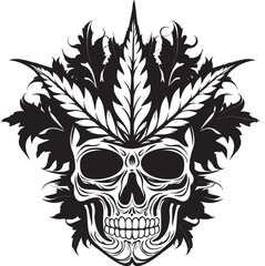 Obraz premium MarijaSkull Cannabis Infused Vector Logo Leafy Cranium Cannabis Leaf Skull Design